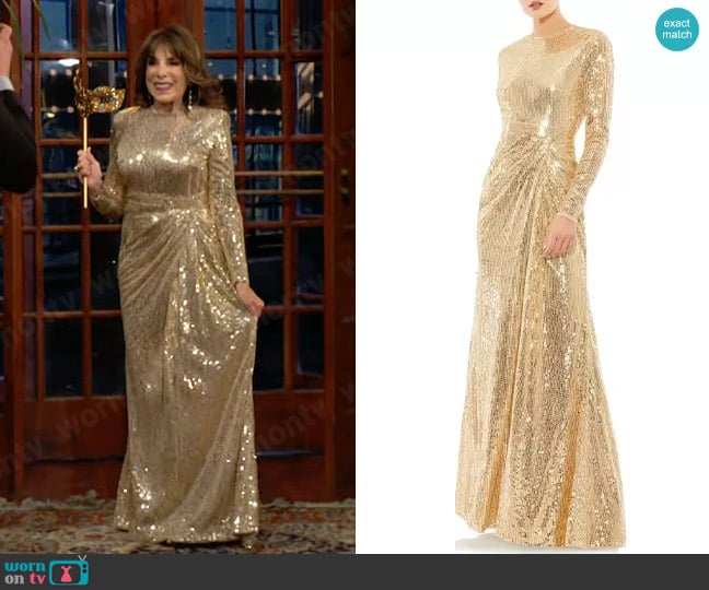 Mac Duggal Sequin Long Sleeve Gown worn by Esther Valentine (Kate Linder) on The Young and the Restless