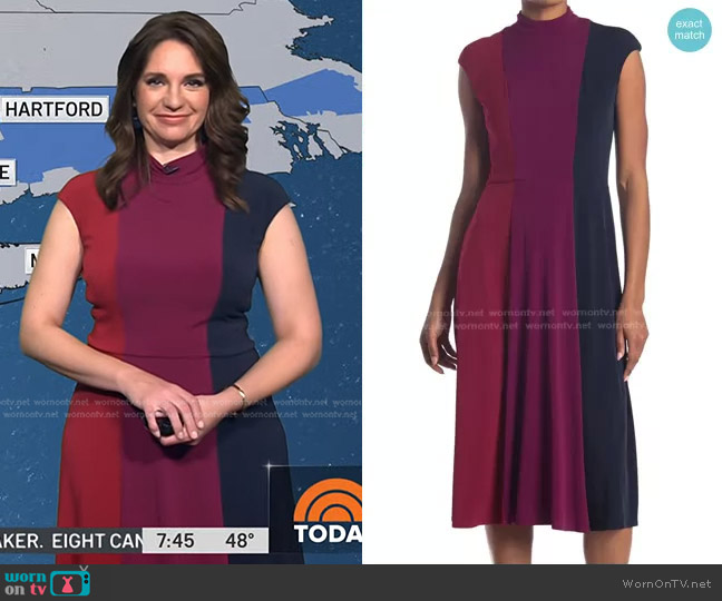 WornOnTV: Maria’s red, purple and navy colorblock dress on Today ...