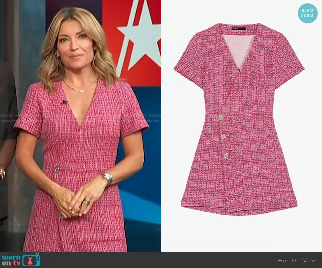 WornOnTV: Kit’s pink tweed mini dress on Access Hollywood | Kit Hoover ...