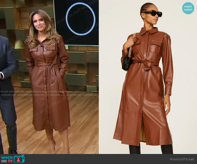 Marissa Webb Collective Faux Leather Shirt Dress worn by Rhiannon Ally on Good Morning America