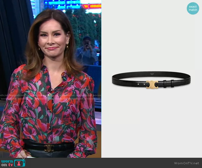 Celine Medium Triomphe Belt in Smooth Calfskin worn by Rebecca Jarvis on Good Morning America