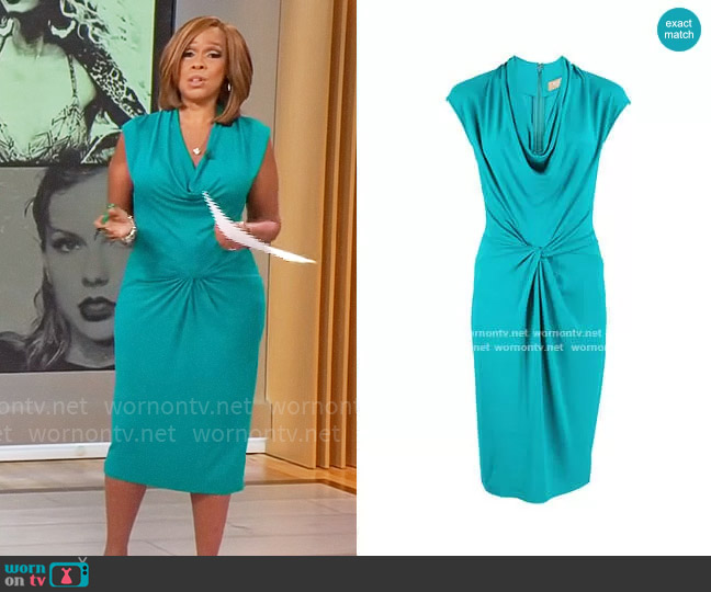 Michael Kors Collection Sleeveless Cowl-Neck Jersey Dress worn by Gayle King on CBS Mornings