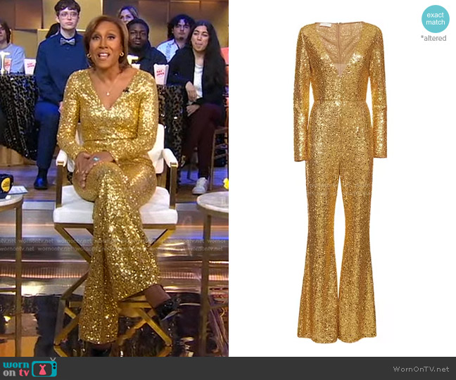 Michael Kors Sequined V-Neck Jumpsuit worn by Robin Roberts on Good Morning America