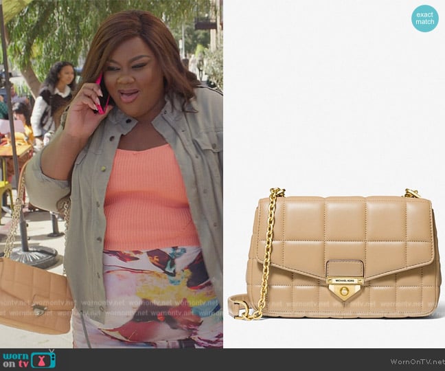 Michael Kors SoHo Large Quilted Leather Shoulder Bag worn by Nicky (Nicole Byer) on Grand Crew