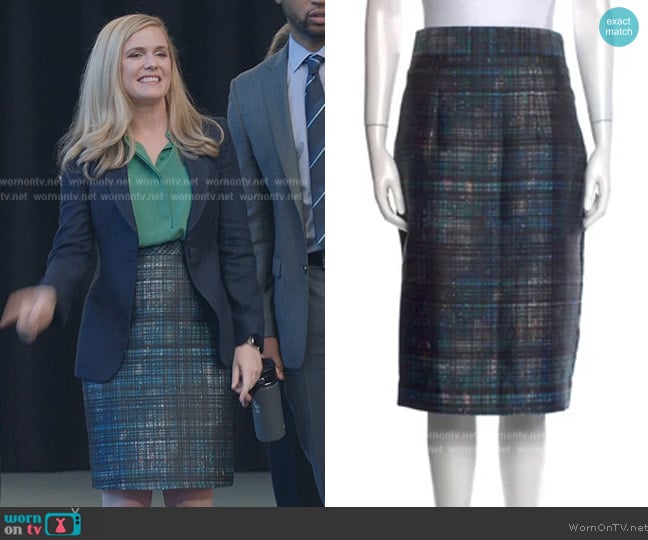 Milly Plaid Print Knee-Length Skirt worn by Sadie Ryan (Harriet Dyer) on American Auto