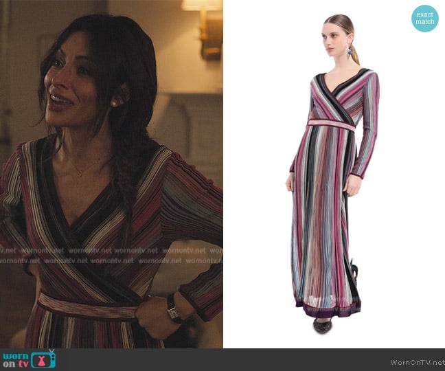 Missoni Stripe Wrap Dress worn by Billie Connelly (Sara Shari) on Sex/Life