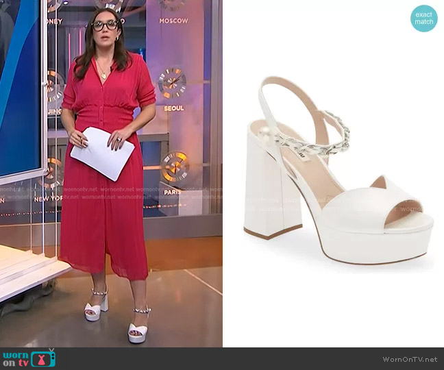 Miu Miu Chain Strap Platform Sandal worn by Savannah Sellers on NBC News Daily