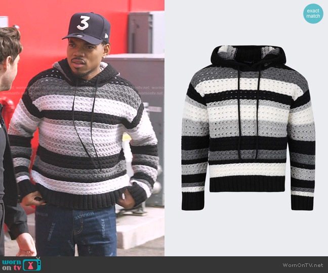 Nahmias Multicolored Crochet Hoodie worn by Chance the Rapper on The Voice