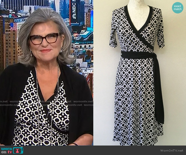 Nine West Geometric Faux Wrap Dress worn by Cynthia McFadden on NBC News Daily