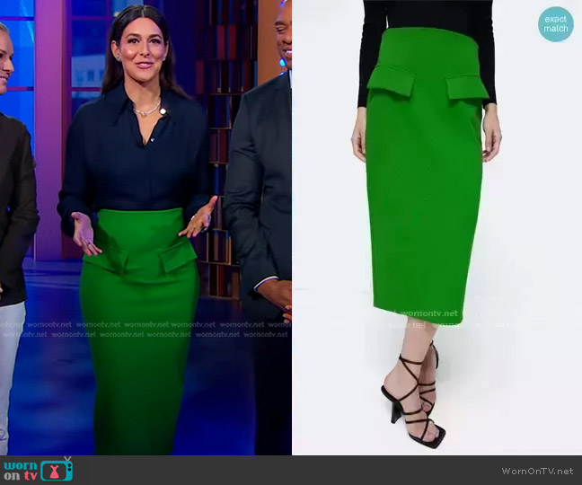 Pencil Skirt with Flaps by Zara worn by Erielle Reshef on Good Morning America