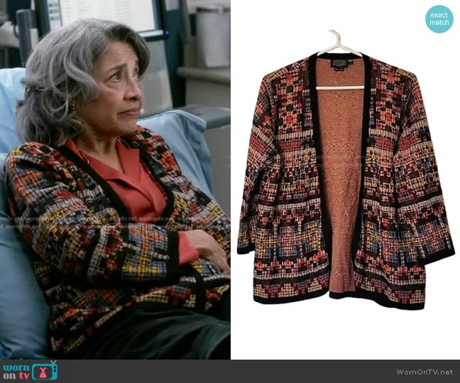 Pendleton Multicolor Linen Cardigan worn by Norma (Olivia Negron) on Greys Anatomy