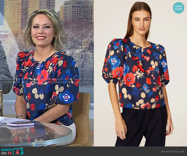 Peter Som Collective Floral Puff Sleeve Top worn by Dylan Dreyer on Today