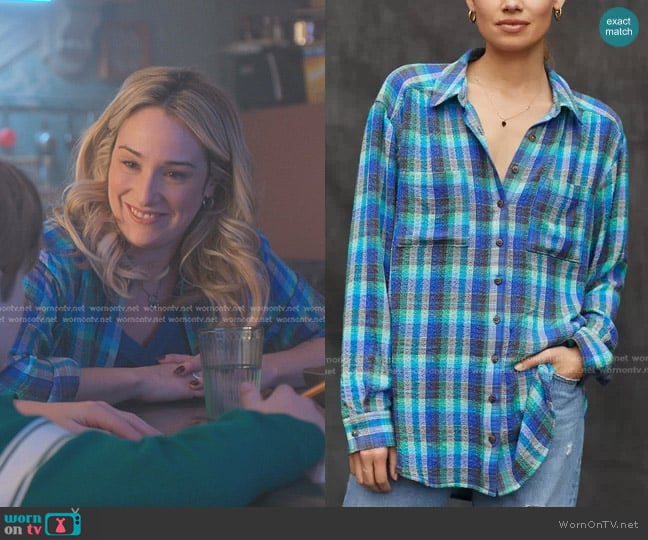 Pilcro Plaid Buttondown worn by Davia (Emma Hunton) on Good Trouble