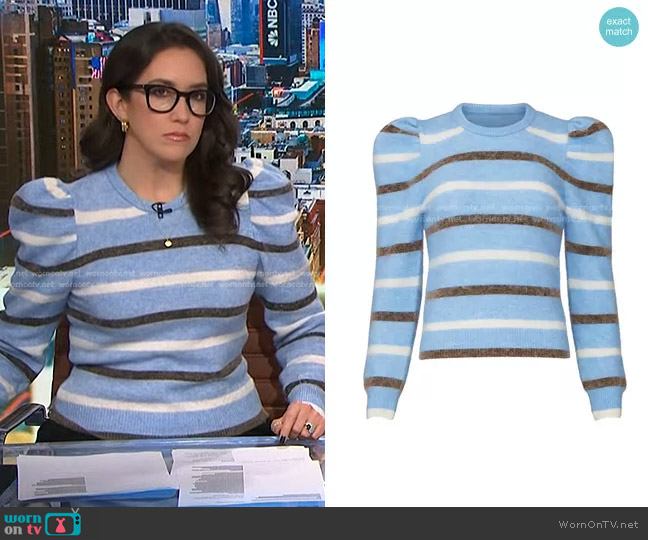 Derek Lam 10 Crosby Puff Sleeve Striped Sweater worn by Savannah Sellers on NBC News Daily