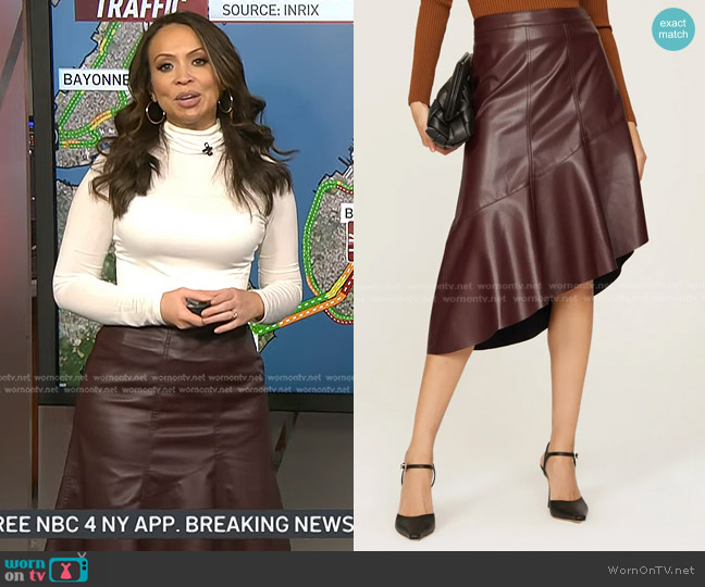 Ronny Kobo Faux Leather Skirt worn by Adelle Caballero on Today