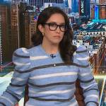 Savannah’s blue striped puff sleeve sweater on NBC News Daily