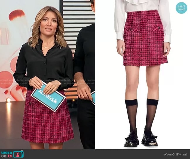 Sandro Andria Tweed Skirt worn by Kit Hoover on Access Hollywood