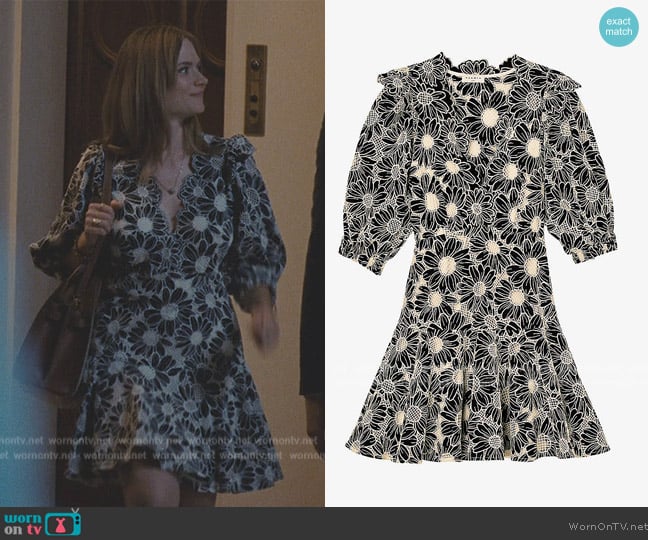 Sandro Short Dress in Embroidered Fabric worn by Francesca Root-Dodson (Francesca Root-Dodson) on Succession