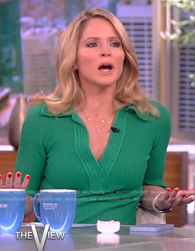 Sara’s green knit v-neck dress on The View