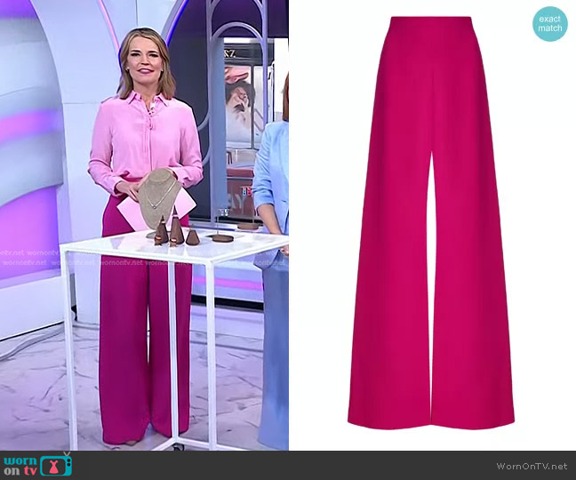 Sergio Hudson Signature High-Waisted Wool Wide-Leg Pants worn by Savannah Guthrie on Today