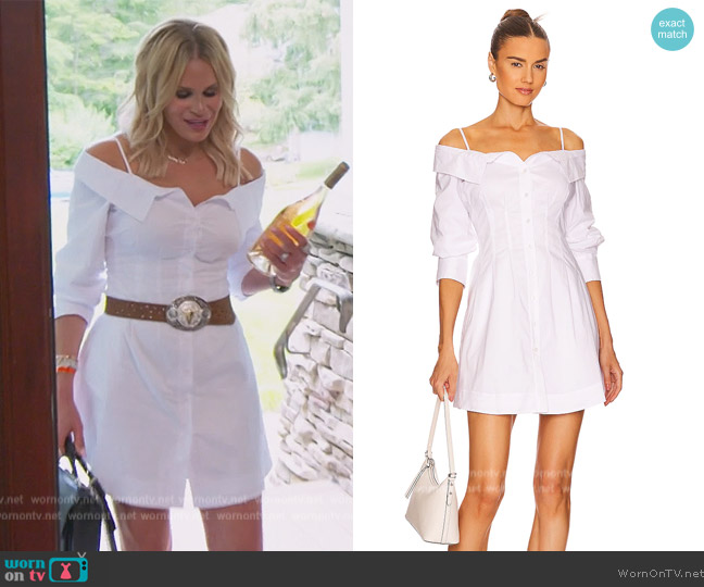 Jonathan Simkhai Coda Off The Shoulder Dress worn by Jackie Goldschneider on The Real Housewives of New Jersey