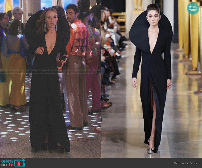 WornOnTV: Sylvie's black cape blouse on Emily in Paris, Philippine  Leroy-Beaulieu