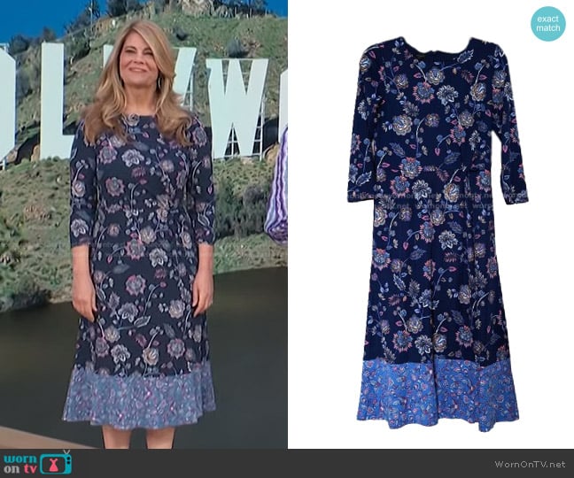 Talbots Paisley Floral 3/4 Sleeve Dress worn by Lisa Whelchel on Access Hollywood