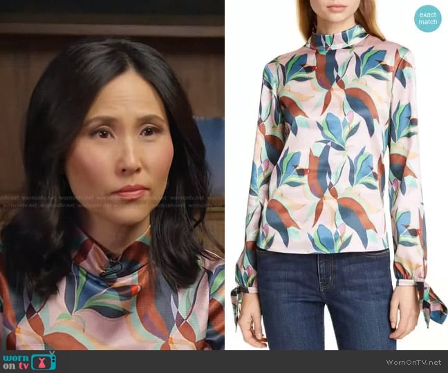 Ted Baker Corah Supernatural High Neck Blouse worn by Vicky Nguyen on NBC News Daily