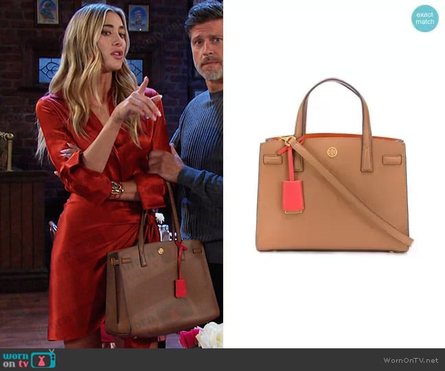 Tory Burch Walker Satchel Tote worn by Sloan Peterson (Jessica Serfaty) on Days of our Lives