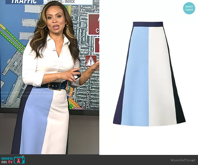 Tory Sport Vertical Block Skirt worn by Adelle Caballero on Today