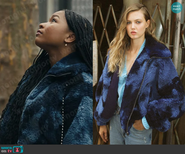 Urban Outfitters Olivia Tie-dye Sherpa Jacket worn by Delilah (Laya DeLeon Hayes) on The Equalizer