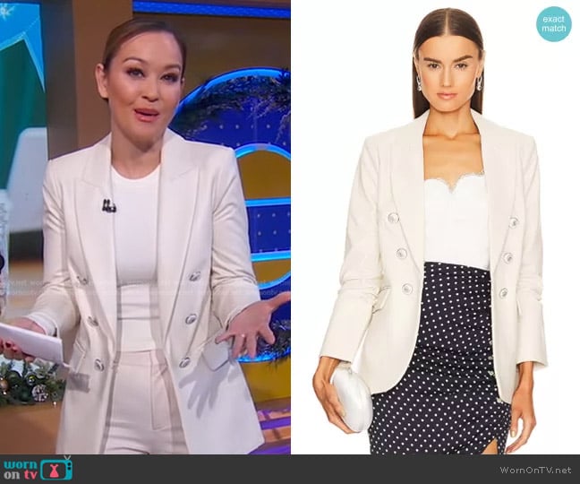 Veronica Beard Beacon Dickey Jacket in Ecru worn by Eva Pilgrim on Good Morning America