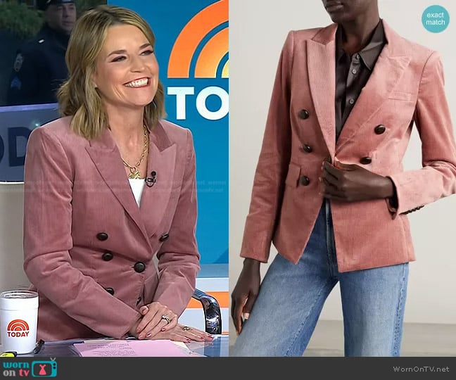 Veronica Beard Lawrence Stretch Cotton Corduroy Dickey Jacket worn by Savannah Guthrie on Today