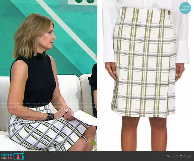 Victoria Beckham Jacquard Check Wrap Skirt worn by Savannah Guthrie on Today