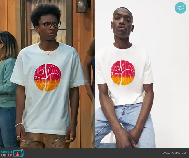 Zara Contrast Printed T-Shirt worn by Noah Lambert (Israel Johnson) on Bunkd