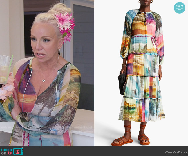 Zimmermann Tiered printed silk-crepon midi dress worn by Margaret Josephs on The Real Housewives of New Jersey