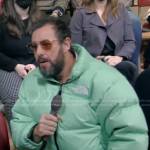 Adam Sandler’s green puffer jacket on Live with Kelly and Ryan