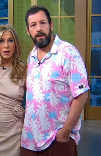 Adam Sandler's pink palm tree print polo shirt on Good Morning America