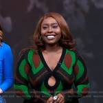 Ade Samuel’s green knitted cutout dress on Good Morning America