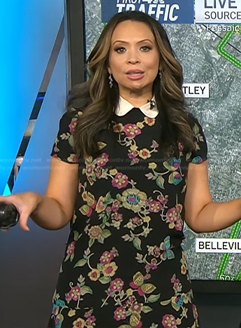 Adelle's black floral collared dress on Today