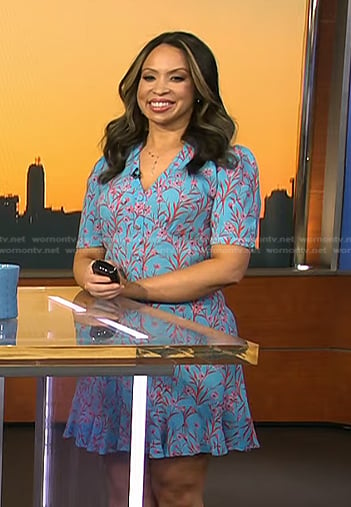 Adelle’s blue floral v-neck dress on Today