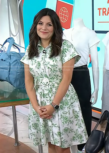 Adrianna's white and green floral belted dress on Today