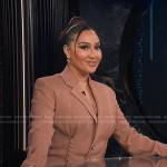 Adrienne’s camel lace-up blazer on E! News