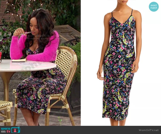 AFRM Amina Mesh Dress in Noir Paisley worn by Chanel Dupree (Raven Bowens) on Days of our Lives