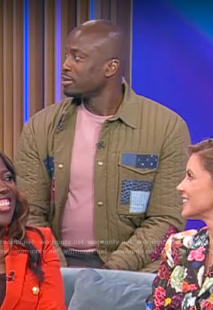 Akbar Gbaja-Biamila’s quilted patch jacket on CBS Mornings