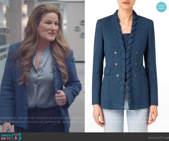 Akris Punto Cord Twist Double-Breasted Denim Tweed Blazer worn by Katherine Hastings (Ana Gasteyer) on American Auto