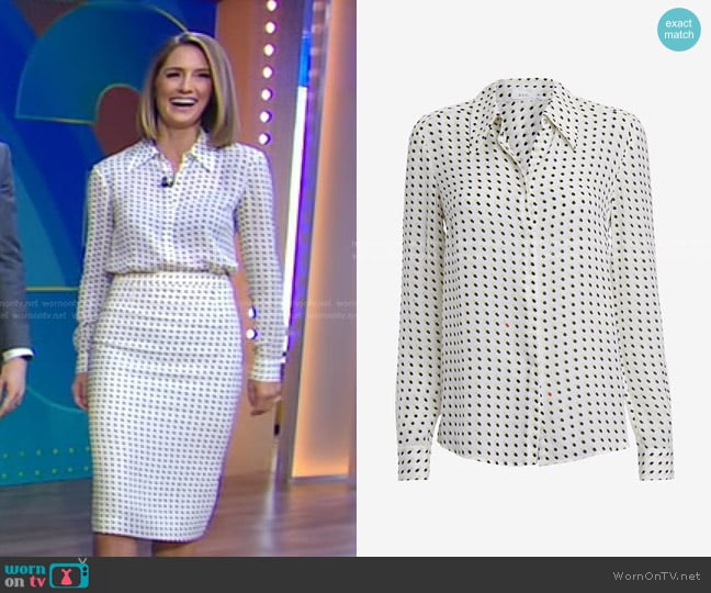 WornOnTV: Kayna Whitworth’s white polka dot blouse and skirt on Good ...