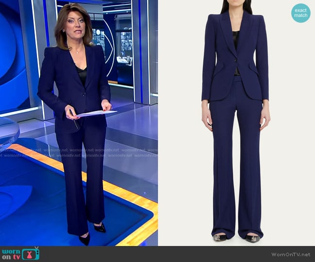 Alexander McQueen Classic Single-Breasted Suiting Blazer worn by Norah O'Donnell on CBS Evening News