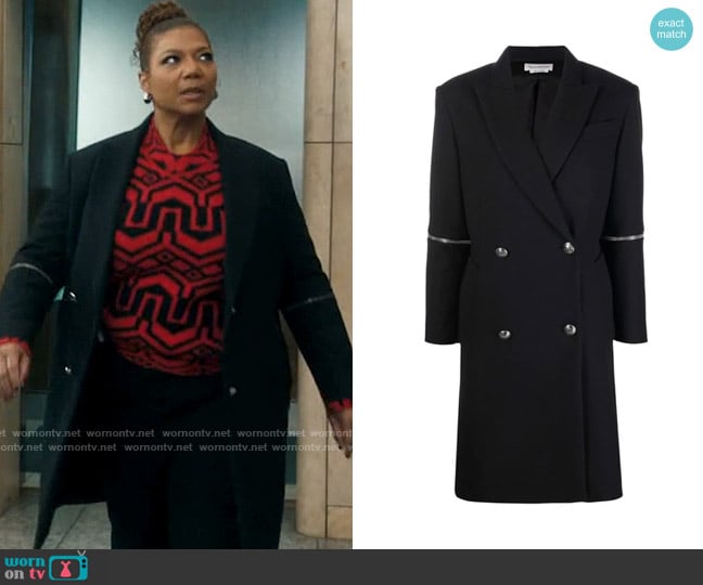 Alexander McQueen Double-breasted Zip-detailed Wool Coat worn by Robyn McCall (Queen Latifah) on The Equalizer