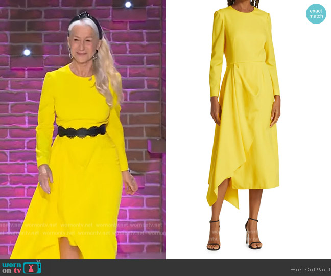 Alexander McQueen Side Drape Long-Sleeve Midi Dress worn by  on The Kelly Clarkson Show